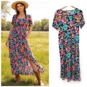 Vintage Diane Von Furstenburg 90’s Floral Dress Size Medium
